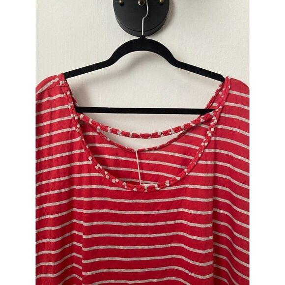 Two Vince Camuto T-Shirt Orange & Gray Striped Short Sleeve Knit Top Siz… - Picture 10 of 10